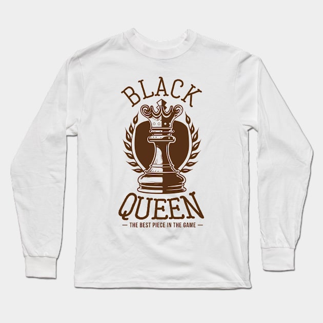 Black Queen: Chess Piece Long Sleeve T-Shirt by PunTime